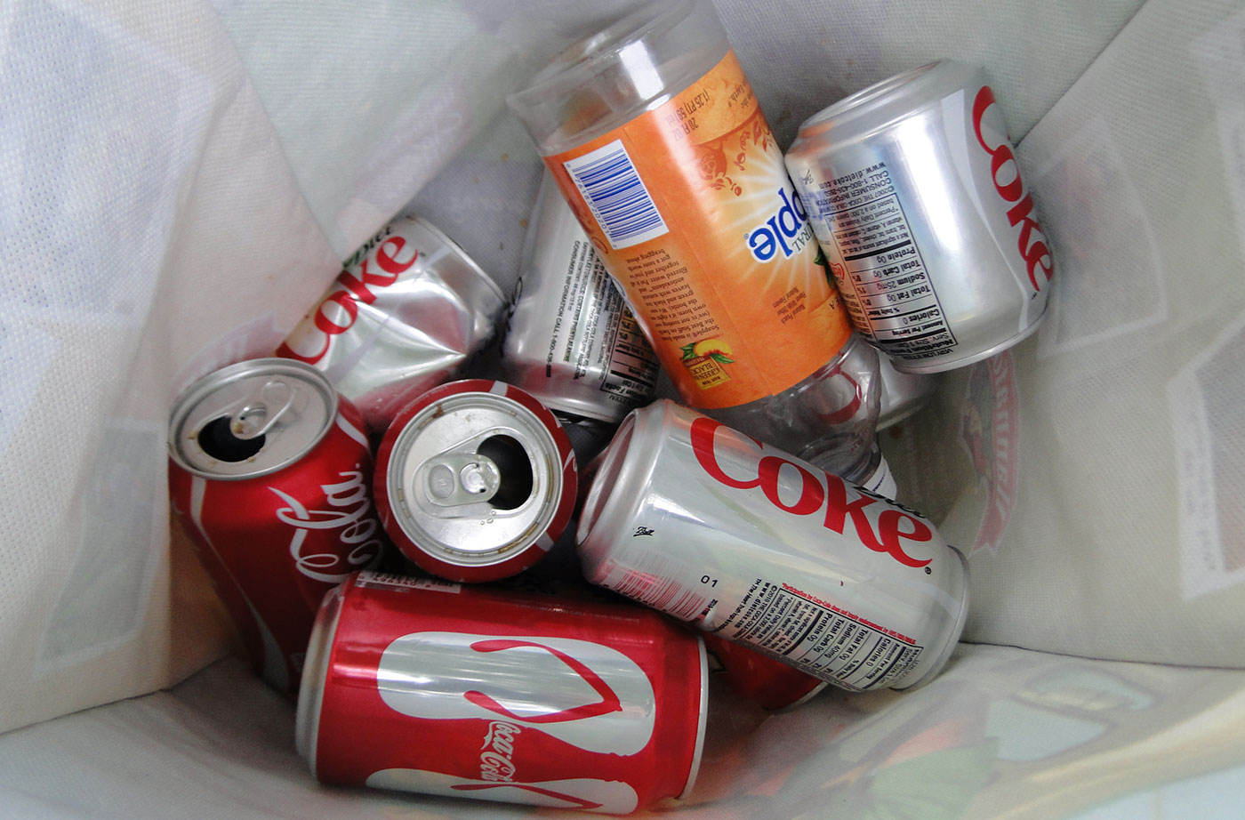 returnable cans in bag