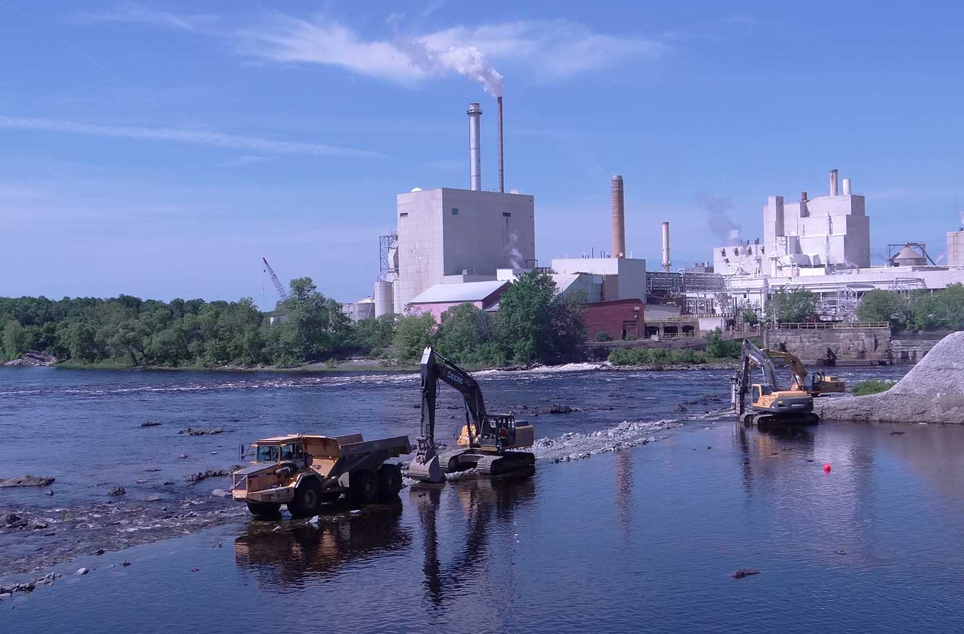 Machines begin to breach Great Works Dam