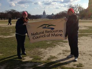 NRCM outreach staff Emmie Theberge and Todd Martin at the rally in D.C.