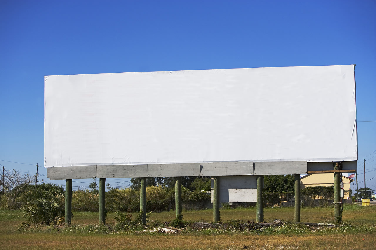 Blank billboard in rural area