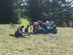 Enjoying our lunch in the sun