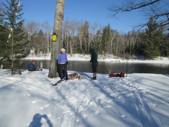 skiers taking break along Penobscot