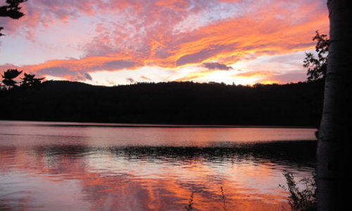 sunset on Varnum Pond Wilton-Temple by Karyl Condit