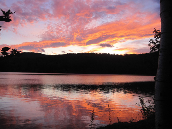 sunset on Varnum Pond Wilton-Temple by Karyl Condit