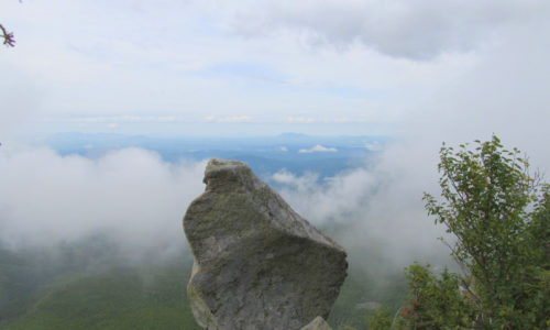balancing rock near the summit of The Owl in Baxter State Park