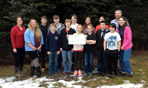 NRCM Grants Director Gabby Grunkemeyer (left) with students and teachers at Palermo Consolidated School