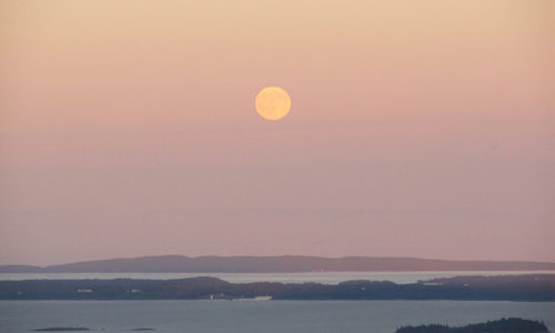 Moon rising over Isle au Haut, from Mount Battie