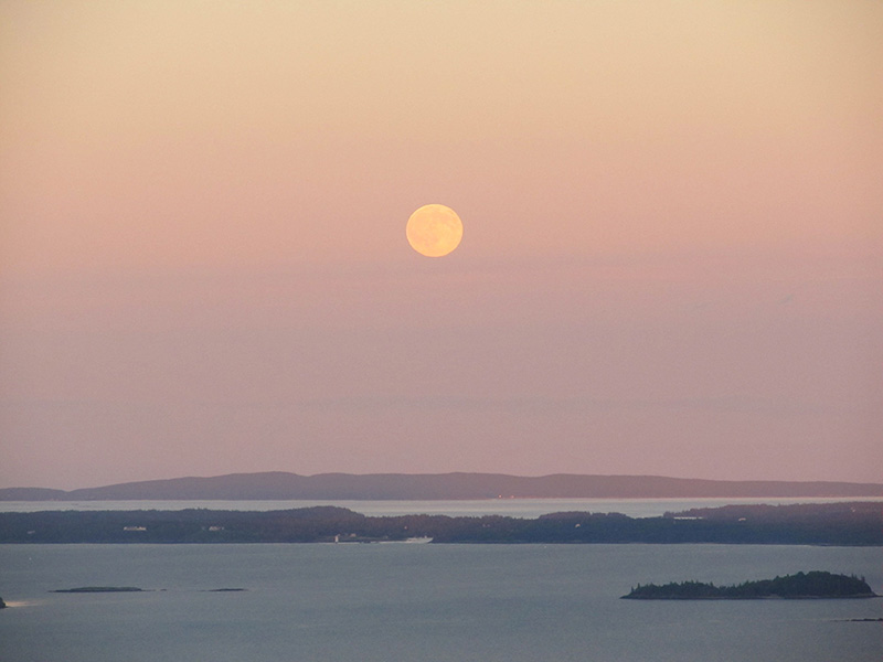 Moon rising over Isle au Haut, from Mount Battie