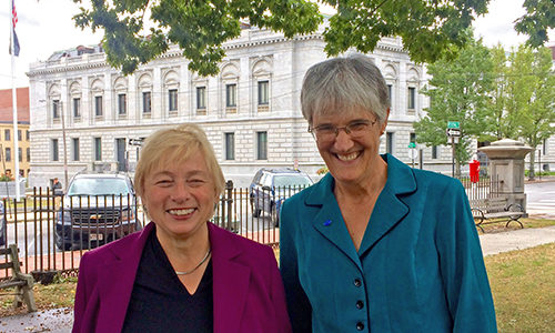 Janet Mills and Lisa Pohlmann speak out about polluters' lawsuit against the Clean Power Plan