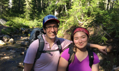 Andrew Mulkey and Sachi Mulkey on the trail in the Jefferson Wilderness.