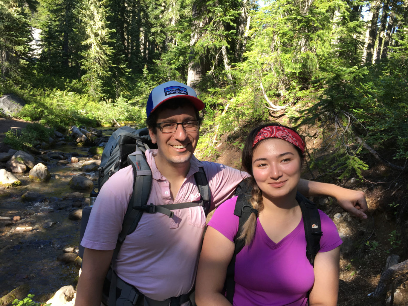 Andrew Mulkey and Sachi Mulkey on the trail in the Jefferson Wilderness. 
