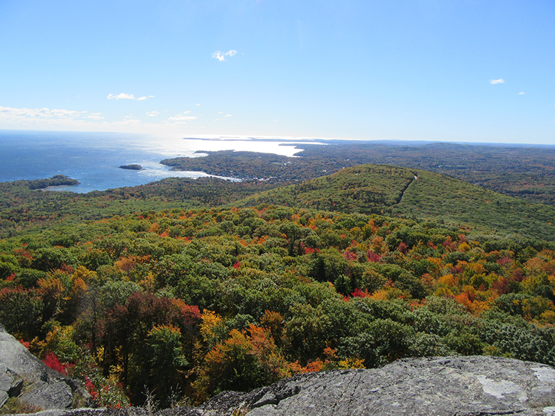 The view of Camden Harbor from the top of Mount Megunticook