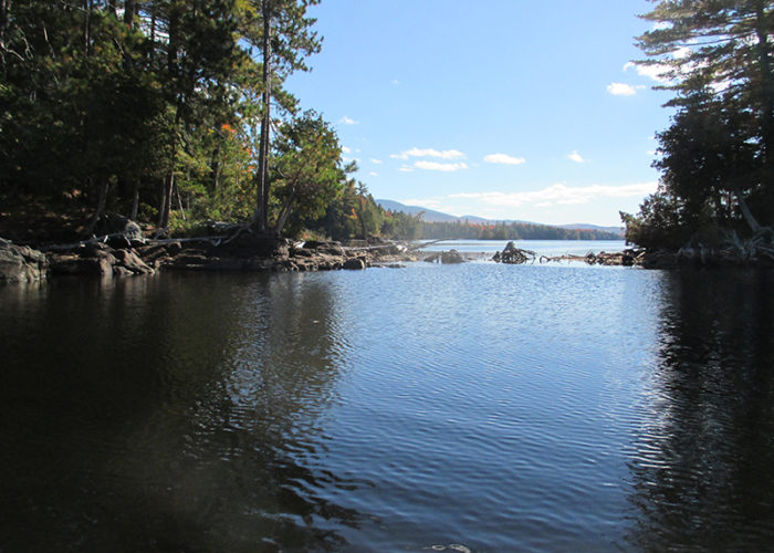 Moxie Pond looking south toward Bald Mountain. Photo by Sam Horine.