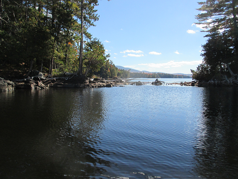 Moxie Pond looking south toward Bald Mountain. Photo by Sam Horine.