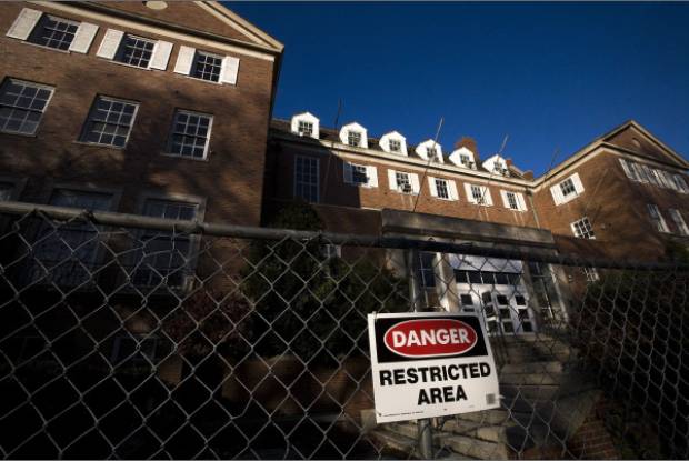 A condemned campus building.