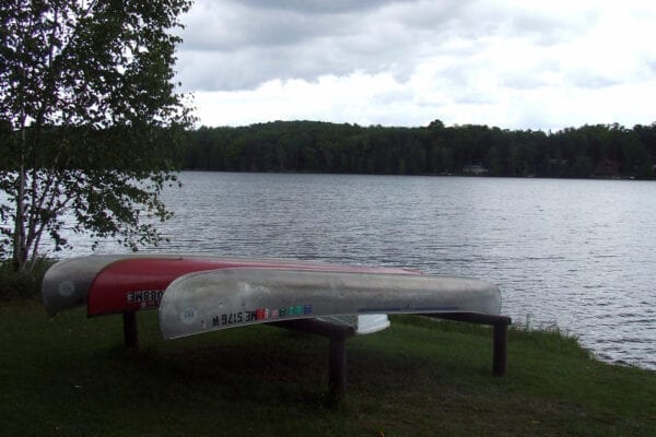 canoes by water at Aroostook State Park