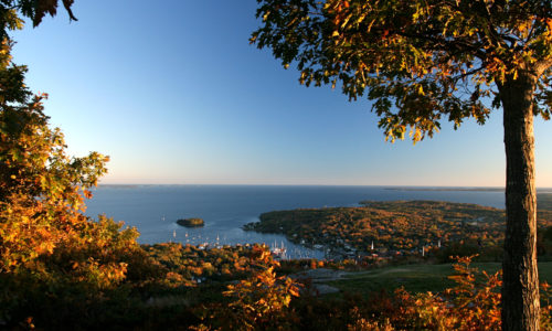 Camden Harbor as seen from Mt. Battie in Camden Hills State Park