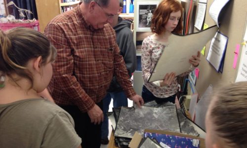 John Falla in St. George School classroom