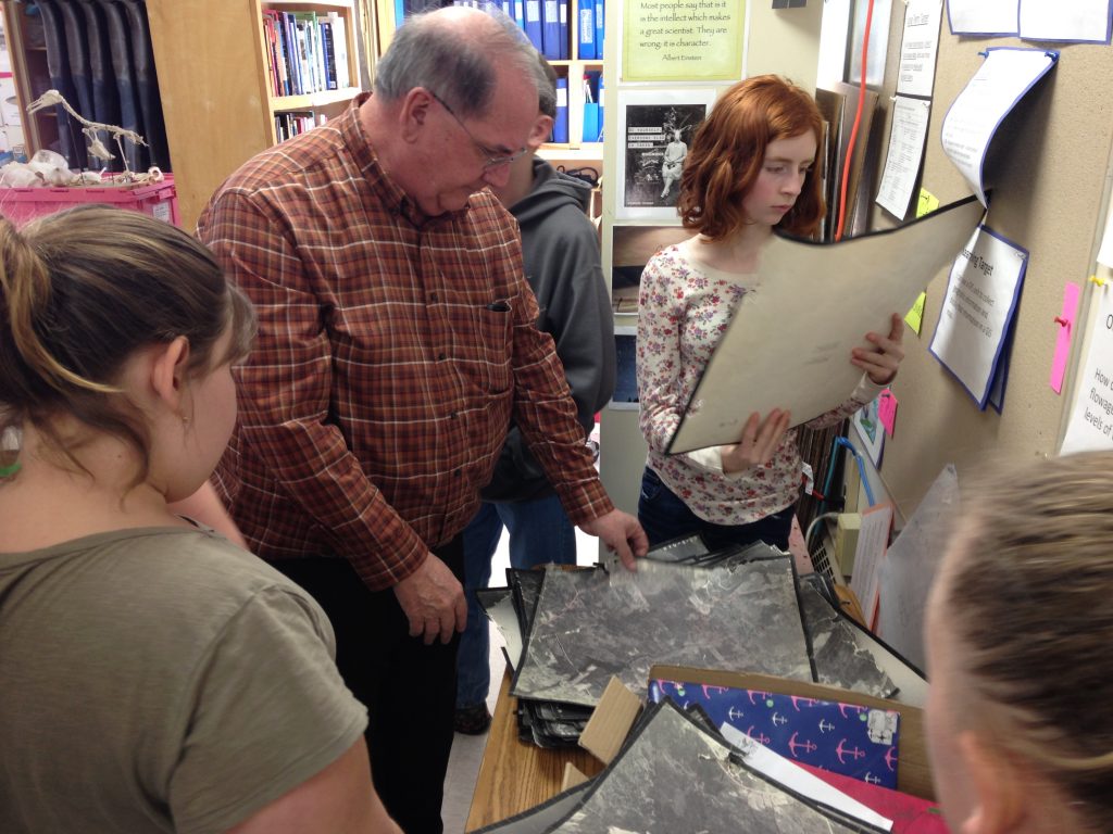 John Falla in St. George School classroom