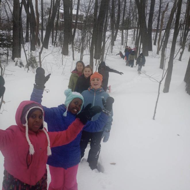 Memorial Middle School students in winter