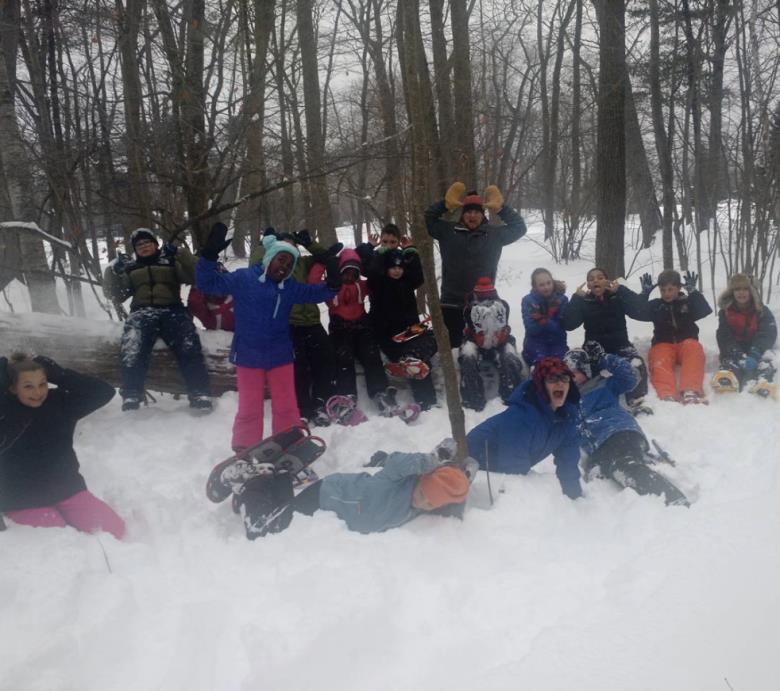 Memorial Middle School students in winter