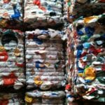 Plastic ready to be recycled at ecomaine