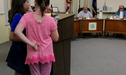 Students from Belfast testify in support of the bag and foam ban. Photo by Judy Berk