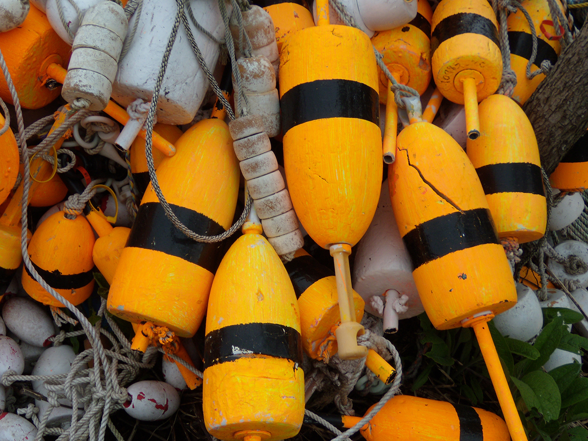 Lobster buoys on Monhegan Island by Tom Meredith