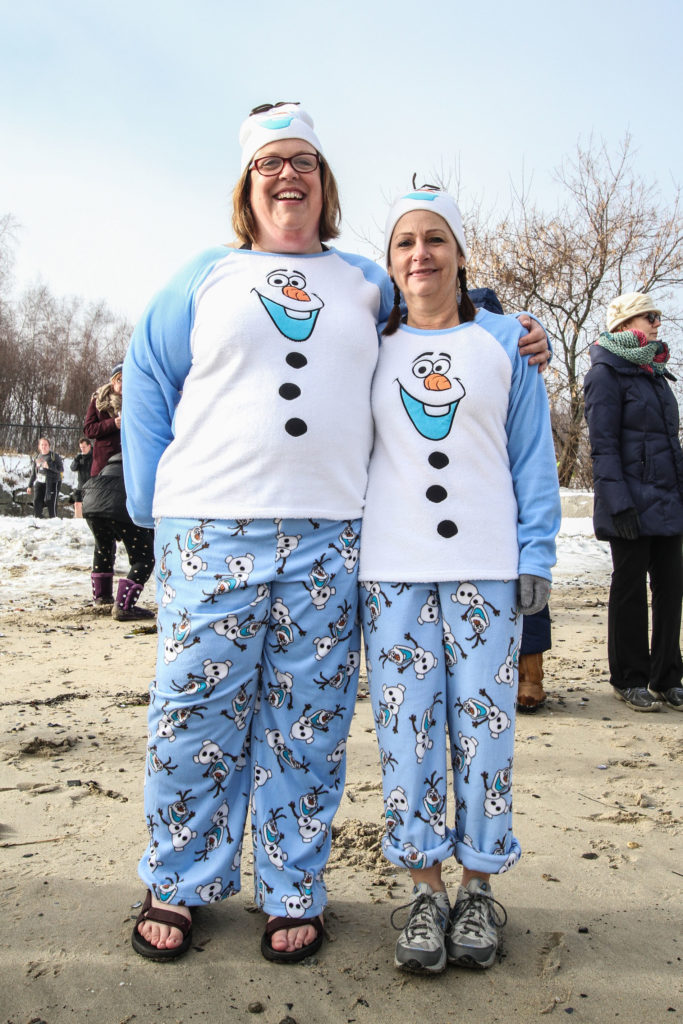 Susan Adams and I getting ready for NRCM's 2015 Polar Bear Dip & Dash.