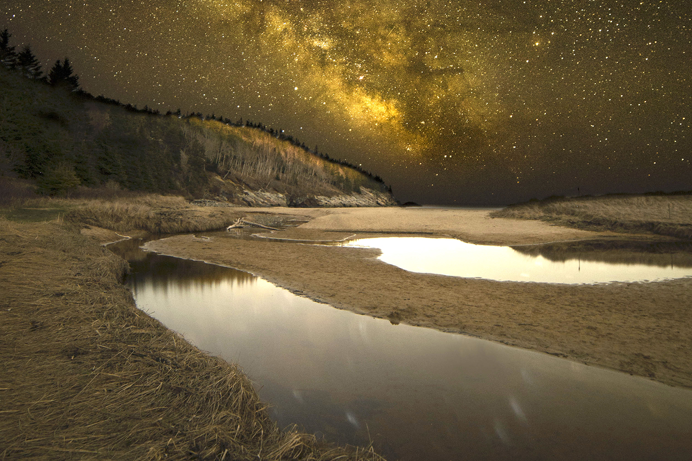 Sand Beach at night by Gerard Monteux