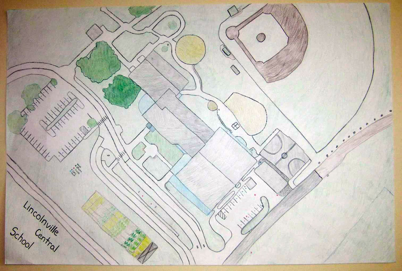 drawing of Lincolnville school grounds