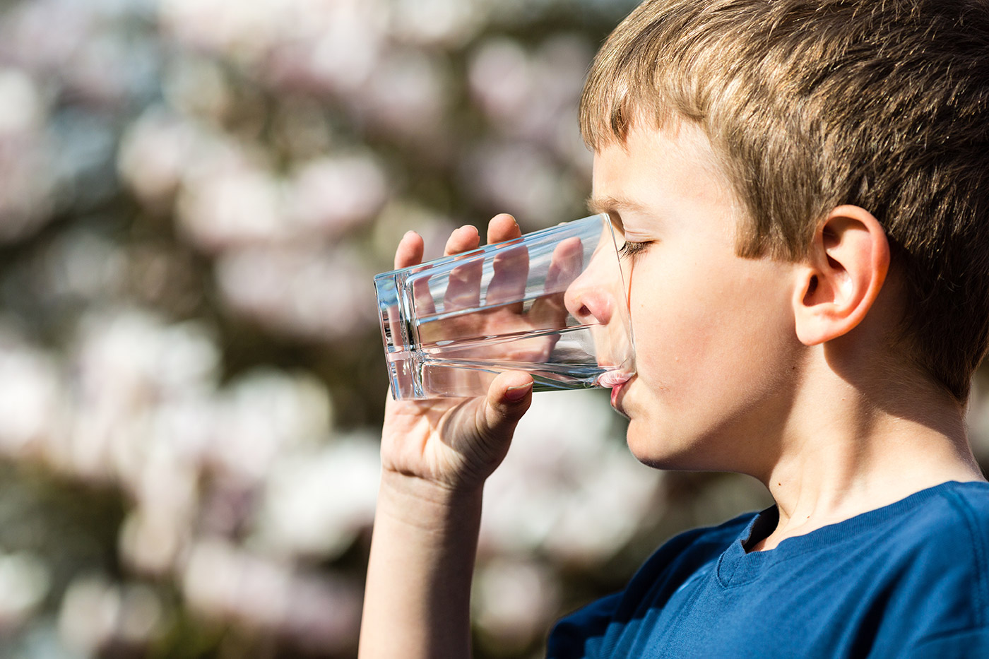 drinking water from glass