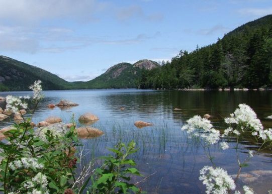 The Bubbles and Jordan Pond at Acadia National Park