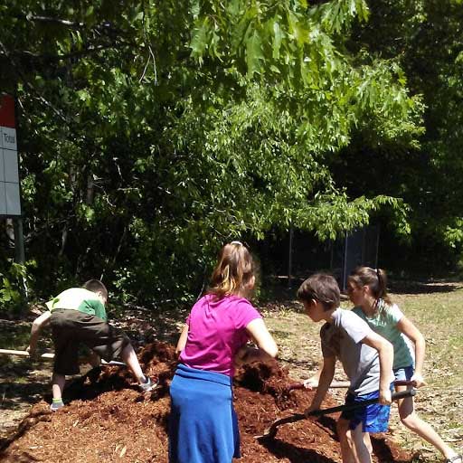 spreading mulch