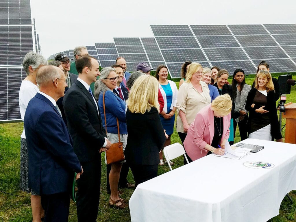 Governor Mills bill signing at Pittsfield solar array