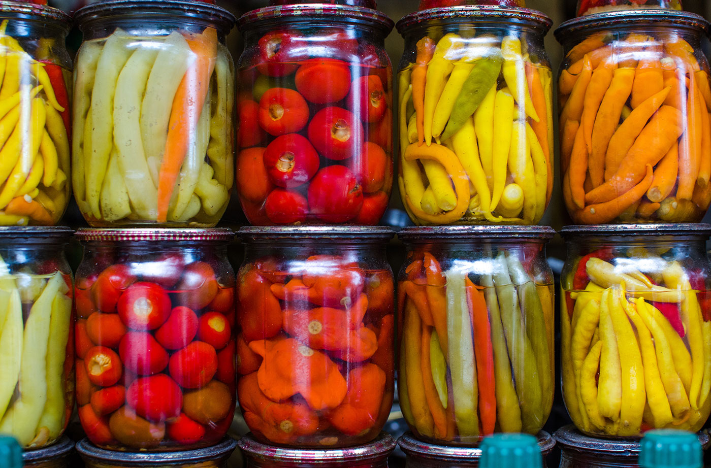 food in canning jars