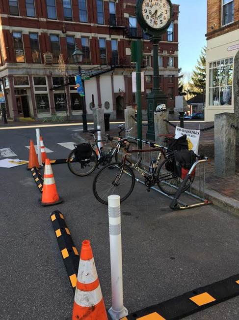 bikes on bike rack in city