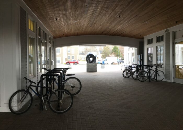 bikes on bike rack in Brunswick at bus station