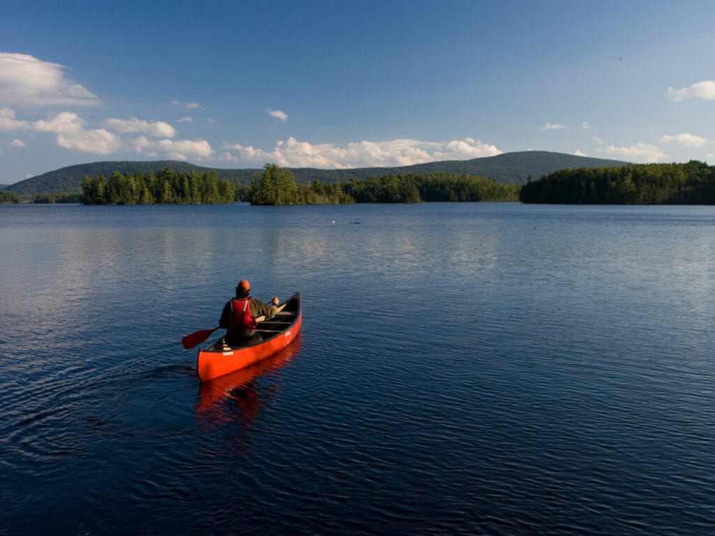 canoeist on Moosehead Lake