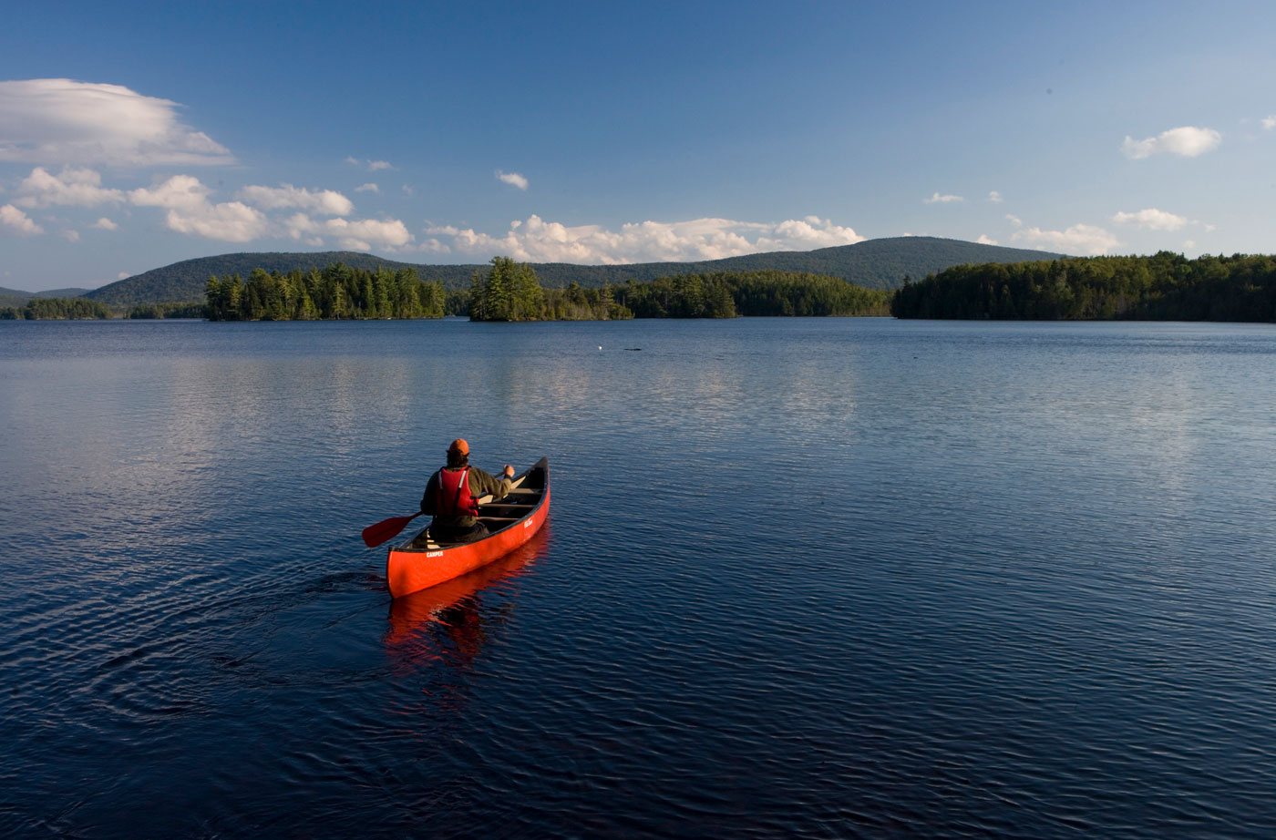 canoeist on Moosehead Lake