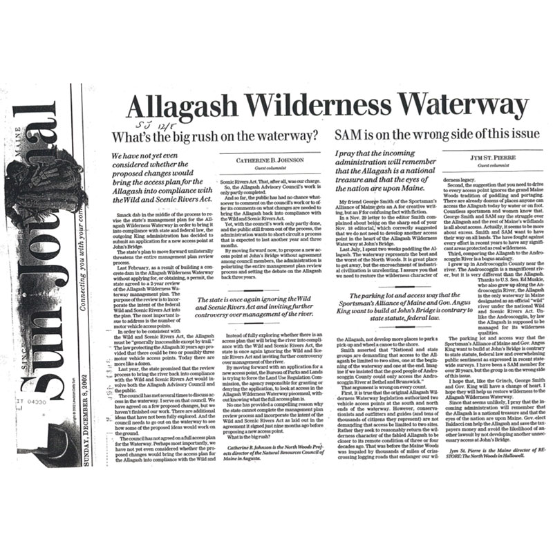 Sun Journal op-ed about Allagash