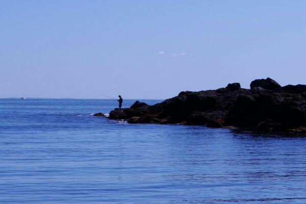 Casco-Bay-from-Two-Lights-in-Cape-Elizabeth-(30) fisherman on Maine coast