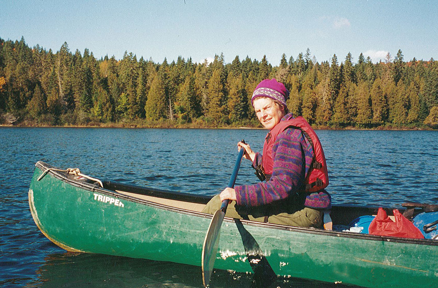 Cathy paddling Allagash