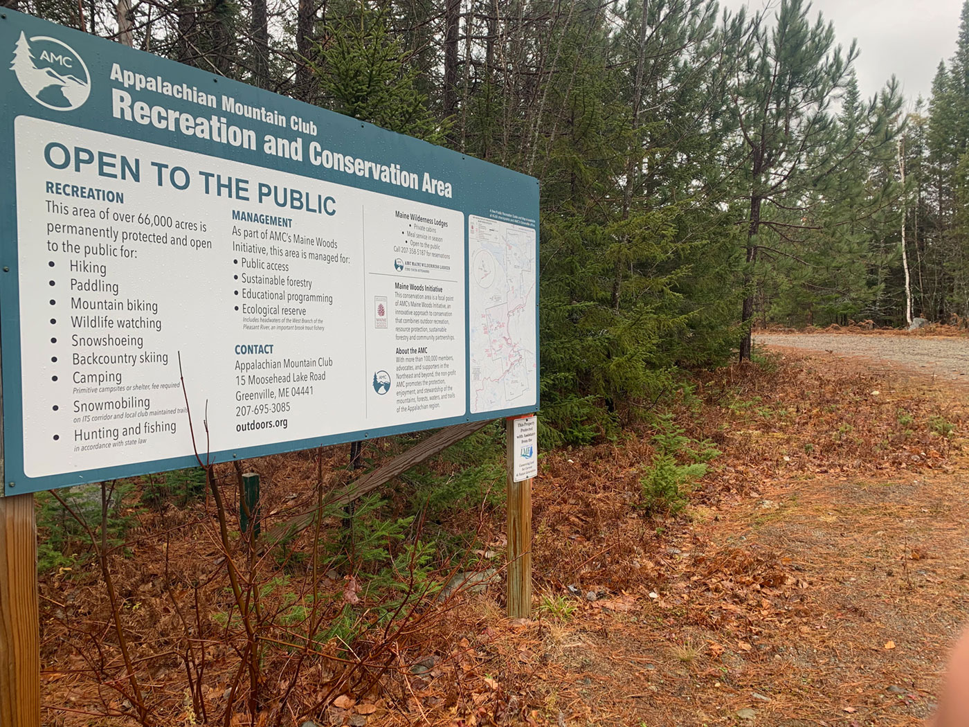 public land sign in Maine's North Woods