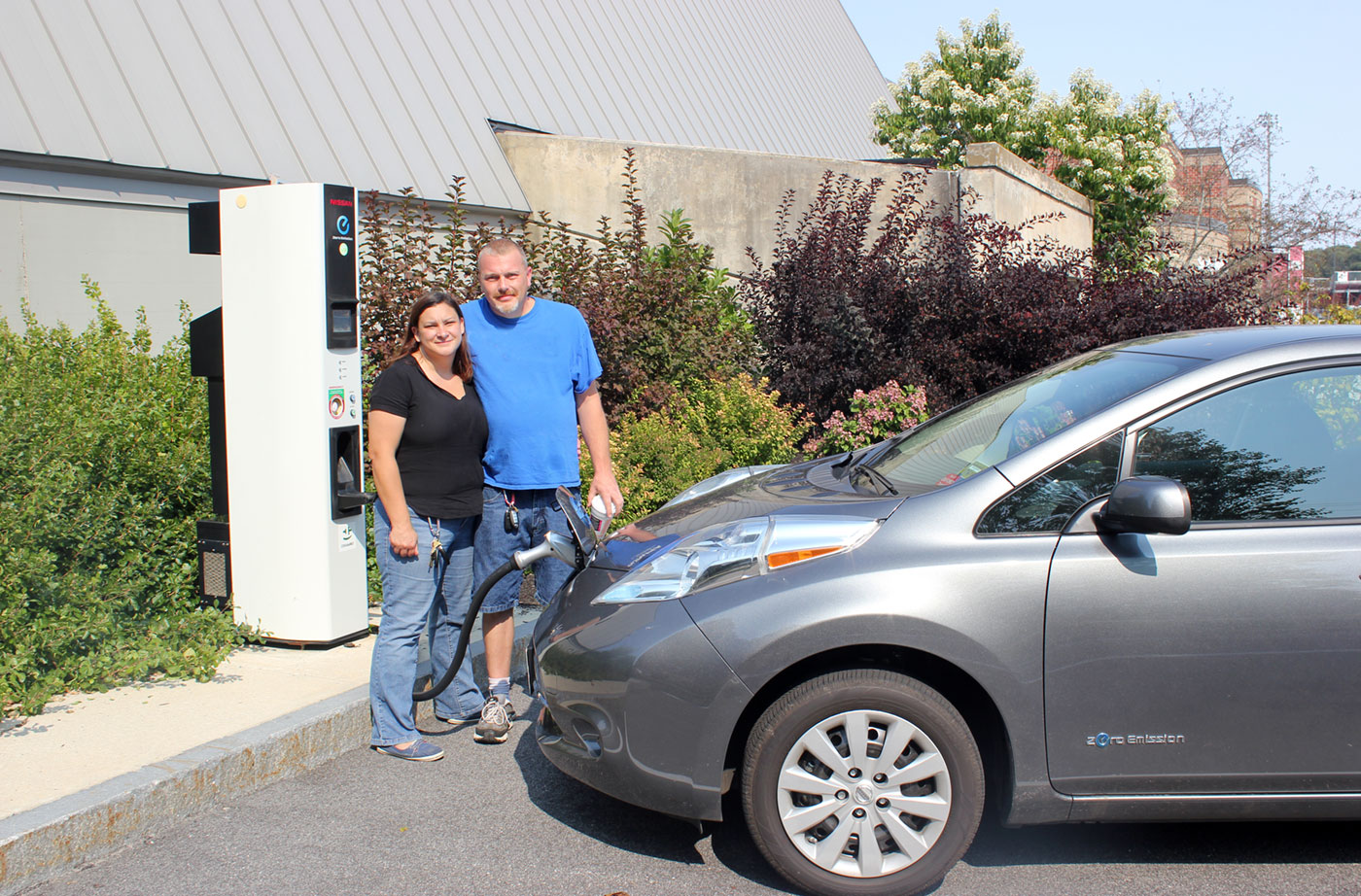 Joe and Tania Hutchins with their EV