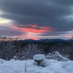 sunset on new snow in Casco