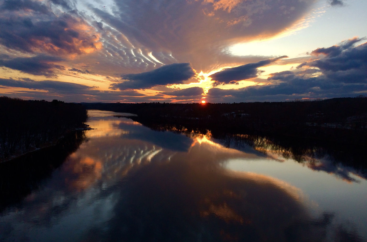 sunset over Kennebec River