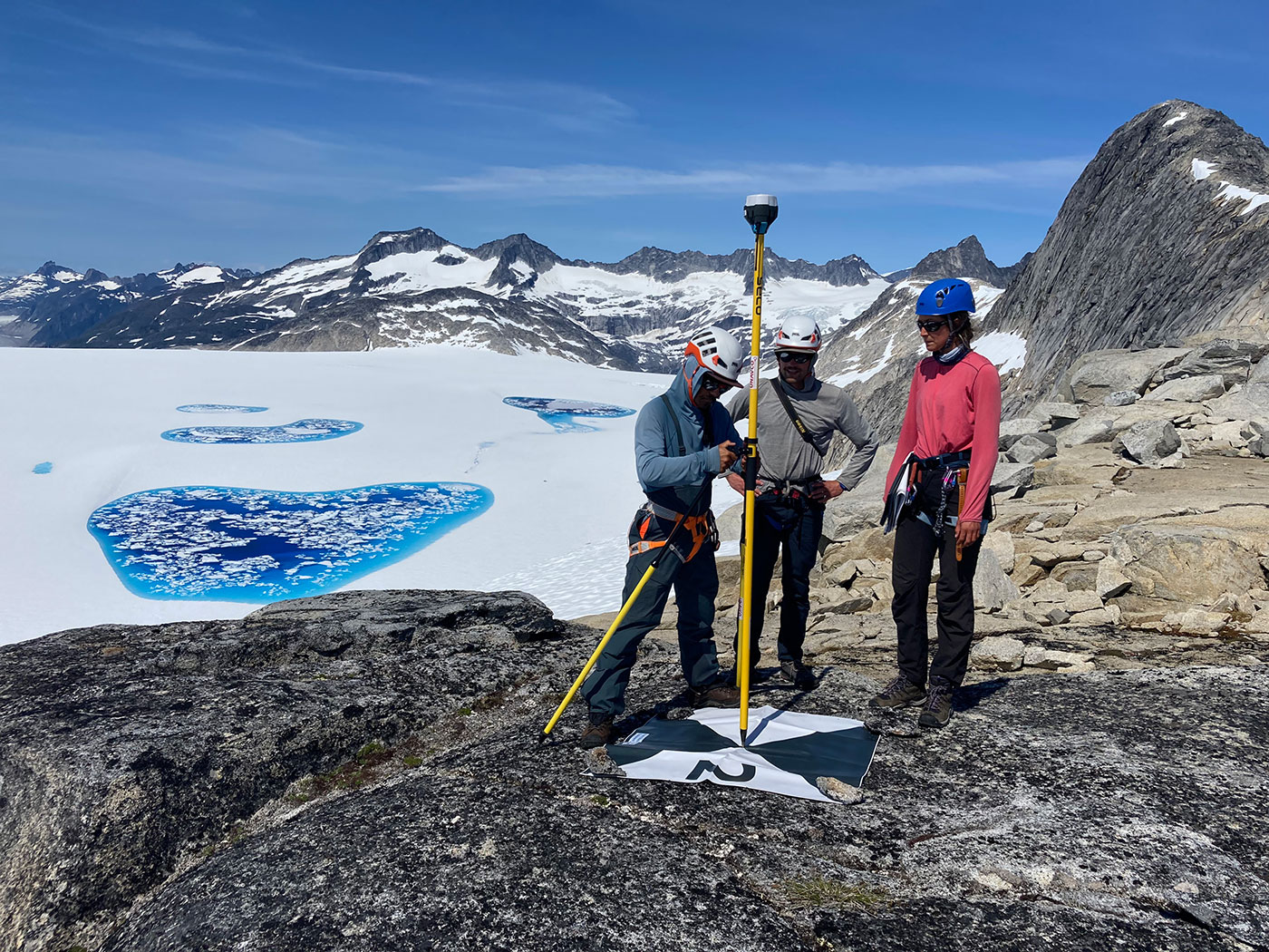 students doing GPS elevation survey