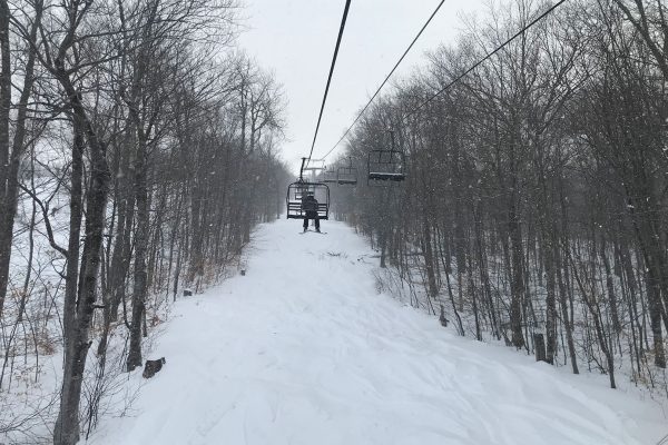 on chairlift at Sunday River