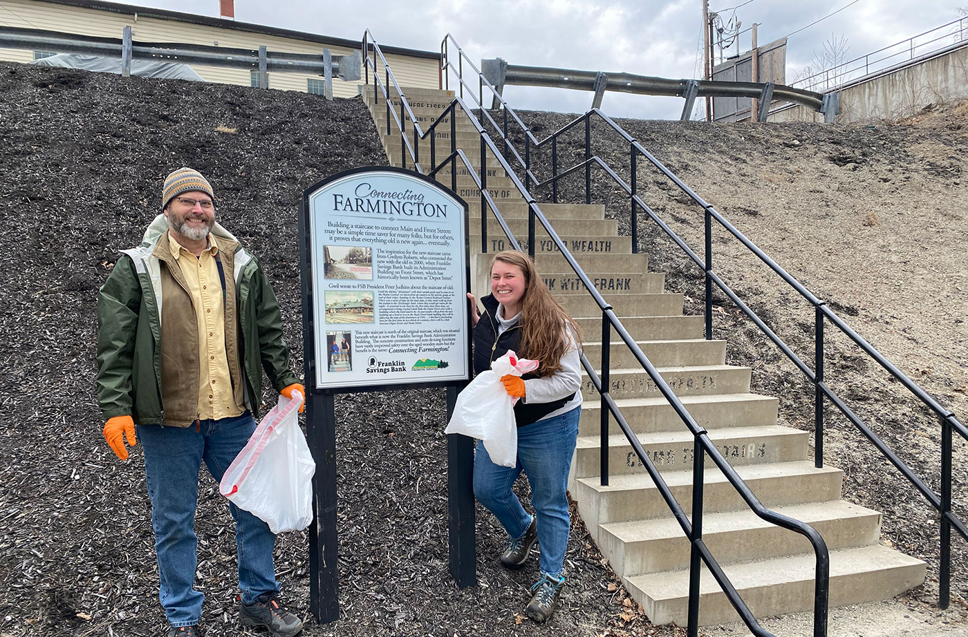 Marc and Vanessa at Earth Day clean-up in Farmington